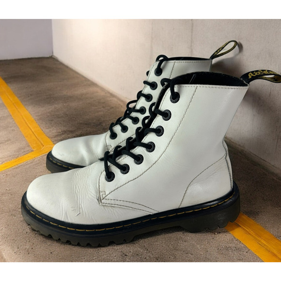 Dr. Martens Shoes - Dr. Martens Luana White Leather Lace Up Combat Ankle Boots AW004 Women’s Size 7
